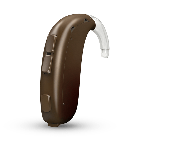 Oticon Hörgerät Nussbraun / Batterie Oticon Xceed 1